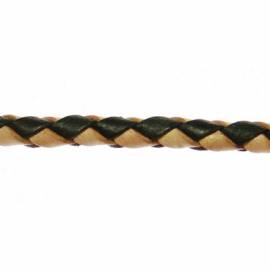 Klicken um zu vergrößern Lederkette geflochten 3.0mm mit Bajonettverschluss aus Edelstahl natur+schwarz - 45cm