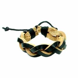 Klicken um zu vergrößern Lederarmband geflochten Schwarz & Natur