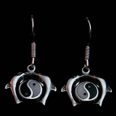 Silber Ohrhnger 2 Delphine mit Yin & Yang -Auslaufmodell-